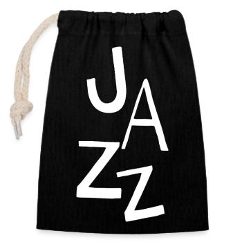 Conception typographique jazz - Sac cadeau en coton avec cordon (14 x 20 cm) - noir - Devant
