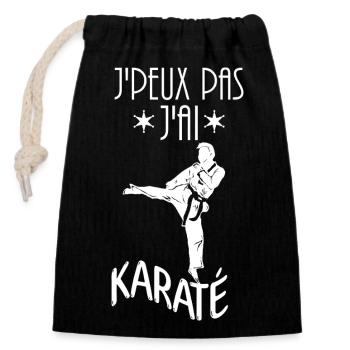 J'peux Pas j'ai Karate - Sac cadeau en coton avec cordon (14 x 20 cm) - noir - Devant
