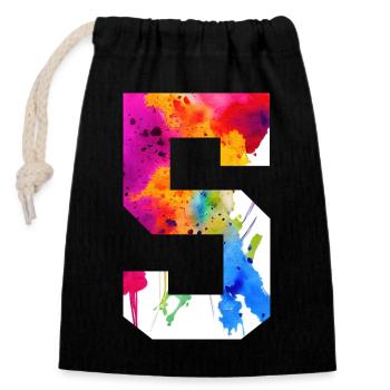 NUMBER 5 YEARS OLD 5TH BIRTHDAY - Closable cotton gift bag (14x20cm) - black - Front
