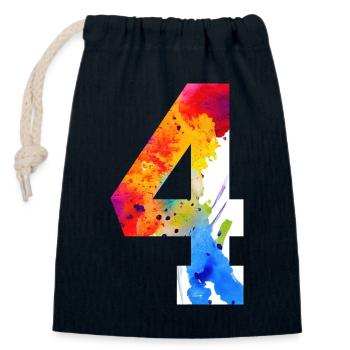 NUMBER 4 YEARS 4TH BIRTHDAY - Closable cotton gift bag (14x20cm) - navy - Front