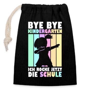 Kindergarten Geschafft Einschulung Kita Abgänger - Verschließbarer Geschenkbeutel aus Baumwolle (14x20cm) - Schwarz - Vorne