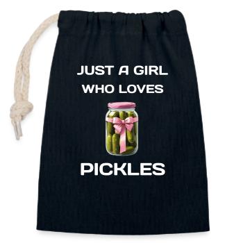 Just A Girl Who Loves Pickles - Pickle Lover - Verschließbarer Geschenkbeutel aus Baumwolle (14x20cm) - Navy - Vorne