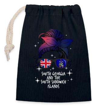 South Georgia and the South Sandwich Islands - Closable cotton gift bag (14x20cm) - navy - Front