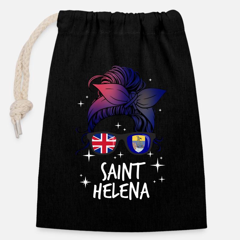 Saint Helena - Closable cotton gift bag (14x20cm) - black