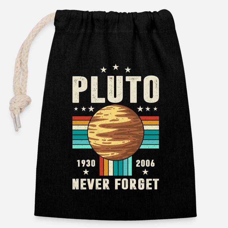 Never Forget Pluto Graphic - Closable cotton gift bag (14x20cm) - black