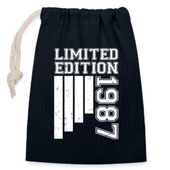 1987 Anniversaire Né En 1987 Édition Limitée - Sac cadeau en coton avec cordon (14 x 20 cm) - bleu marine - Devant