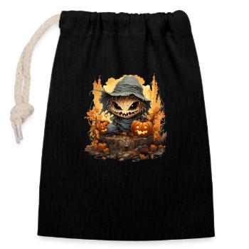 Pumpkin - Closable cotton gift bag (14x20cm) - black - Front
