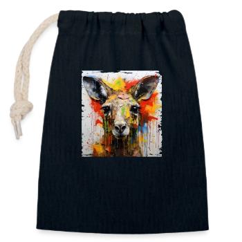 Graffiti kangourou - Sac cadeau en coton avec cordon (14 x 20 cm) - bleu marine - Devant