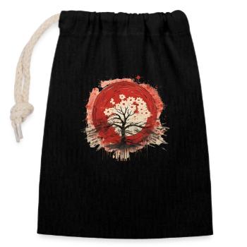 Japanese Cherry Blossom - Closable cotton gift bag (14x20cm) - black - Front