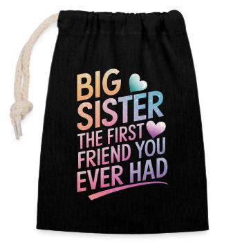 Sister Sibling Family - Closable cotton gift bag (14x20cm) - black - Front
