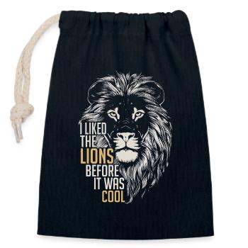 I Liked The Lions Before It Was Cool Tees | Lions - Sac cadeau en coton avec cordon (14 x 20 cm) - bleu marine - Devant