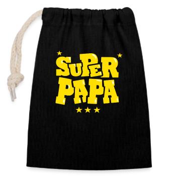 Superdad Super Dad Gestickter Schriftzug - Verschließbarer Geschenkbeutel aus Baumwolle (14x20cm) - Schwarz - Vorne