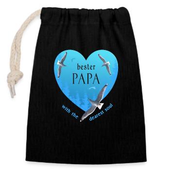 bester Papa - Verschließbarer Geschenkbeutel aus Baumwolle (14x20cm) - Schwarz - Vorne