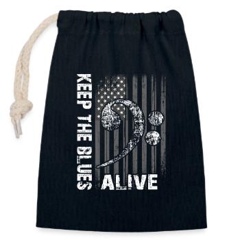 Le blues lives vintage blues design - Sac cadeau en coton avec cordon (14 x 20 cm) - bleu marine - Devant
