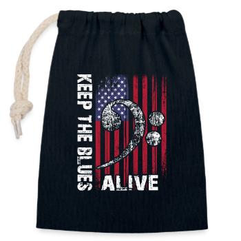 Le blues lives vintage blues design - Sac cadeau en coton avec cordon (14 x 20 cm) - bleu marine - Devant