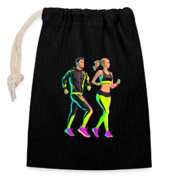 Joggers in the style of the 80s - Closable cotton gift bag (14x20cm) - black - Front