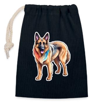 Belgischer Schäferhund Wasserfarben - Verschließbarer Geschenkbeutel aus Baumwolle (14x20cm) - Navy - Vorne
