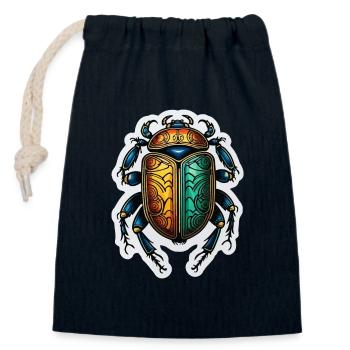 Scarabée Néo Traditionnel - Sac cadeau en coton avec cordon (14 x 20 cm) - bleu marine - Devant