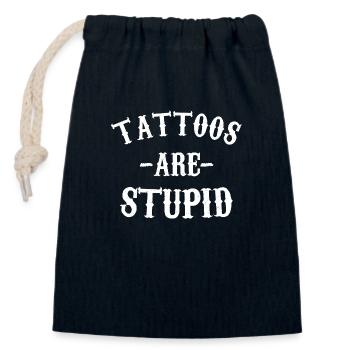 Tattoos are Stupid - Verschließbarer Geschenkbeutel aus Baumwolle (14x20cm) - Navy - Vorne