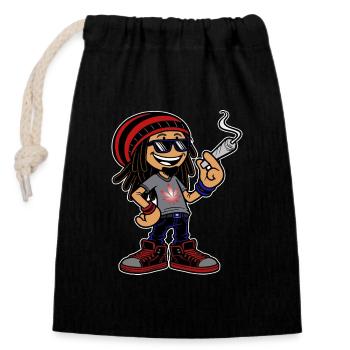 Dreadlock Smoker - Stoned man - High & Happy - Verschließbarer Geschenkbeutel aus Baumwolle (14x20cm) - Schwarz - Vorne