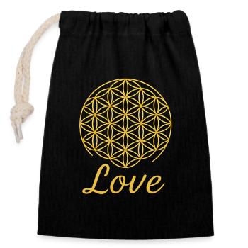Flower of Life - Love - Closable cotton gift bag (14x20cm) - black - Front