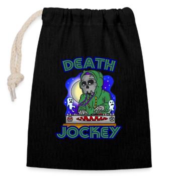 Death Jockey DJ Funny Spooky Skull Skeleton Humor - Closable cotton gift bag (14x20cm) - black - Front