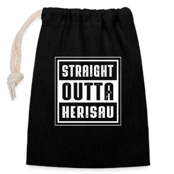 STRAIGHT OUTTA HERISAU - Verschließbarer Geschenkbeutel aus Baumwolle (14x20cm) - Schwarz - Vorne