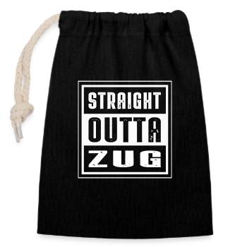 STRAIGHT OUTTA ZUG - Verschließbarer Geschenkbeutel aus Baumwolle (14x20cm) - Schwarz - Vorne