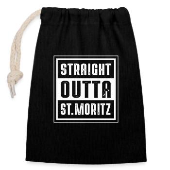 STRAIGHT OUTTA ST MORITZ - Verschließbarer Geschenkbeutel aus Baumwolle (14x20cm) - Schwarz - Vorne