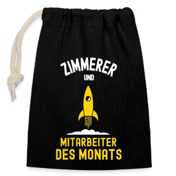 Zimmerer Mitarbeiter des Monats Zimmerei Kollegen - Verschließbarer Geschenkbeutel aus Baumwolle (14x20cm) - Schwarz - Vorne
