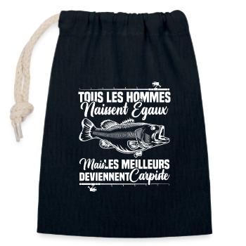 Les meilleurs deviennent carpiste - Sac cadeau en coton avec cordon (14 x 20 cm) - bleu marine - Devant
