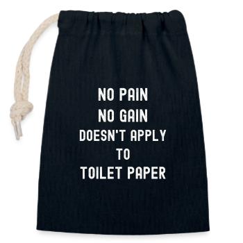 pas de douleur, pas de gain Papier toilette - Sac cadeau en coton avec cordon (14 x 20 cm) - bleu marine - Devant