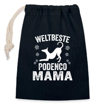 Beste Podenco Mama spanischer Windhund - Verschließbarer Geschenkbeutel aus Baumwolle (14x20cm) - Navy - Vorne