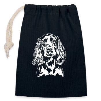 Boykin Spaniel Portrait Chien Chien Wilsigns - Sac cadeau en coton avec cordon (14 x 20 cm) - bleu marine - Devant