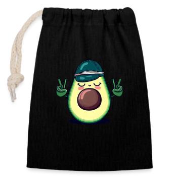 Avocat hippie avec casquette de baseball - Sac cadeau en coton avec cordon (14 x 20 cm) - noir - Devant