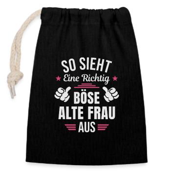 Böse Alte Frau Sarkasmus Spruch Lustig - Verschließbarer Geschenkbeutel aus Baumwolle (14x20cm) - Schwarz - Vorne