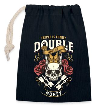Dart Triple Is Funny Double Makes The Money - Verschließbarer Geschenkbeutel aus Baumwolle (14x20cm) - Navy - Vorne