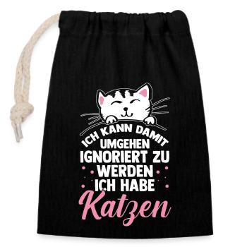 Katze Miezekatze Katzenliebhaber Katzenbesitzer Ka - Verschließbarer Geschenkbeutel aus Baumwolle (14x20cm) - Schwarz - Vorne