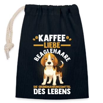 Dog Coffee Beagle - Closable cotton gift bag (14x20cm) - navy - Front