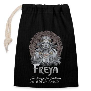 Wikinger mythische nordische Göttin Freya Kunst - Verschließbarer Geschenkbeutel aus Baumwolle (14x20cm) - Schwarz - Vorne