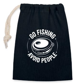 Go fishing, avoid people, rest by the water - Closable cotton gift bag (14x20cm) - navy - Front