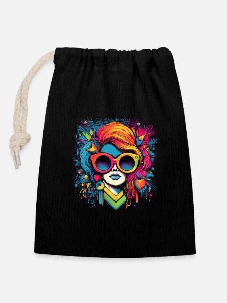 Pride Summer Girl - Closable cotton gift bag (14x20cm) - black