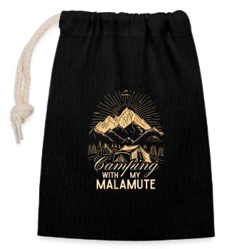 Malamute Camping Randonnée Plein air - Sac cadeau en coton avec cordon (14 x 20 cm) - noir - Devant