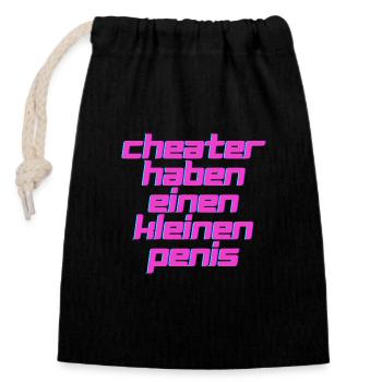 Cheater haben einen kleinen Penis T-Shirt - Verschließbarer Geschenkbeutel aus Baumwolle (14x20cm) - Schwarz - Vorne