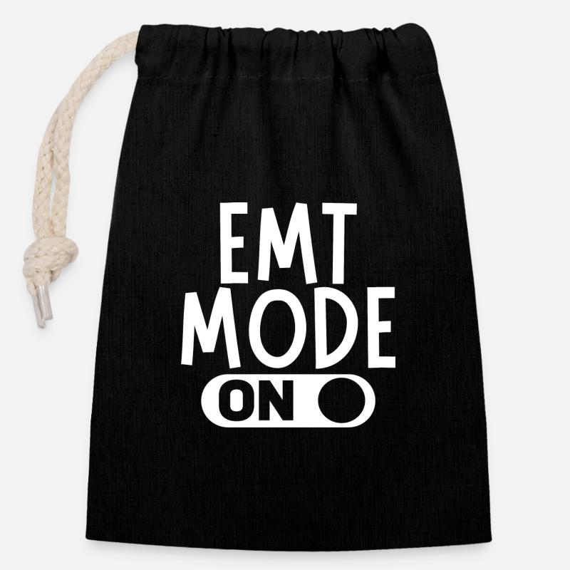 EMT Mode On - Closable cotton gift bag (14x20cm) - black