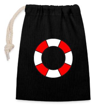 Rettungsring Rettungsschwimmer Bademeisters - Verschließbarer Geschenkbeutel aus Baumwolle (14x20cm) - Schwarz - Vorne