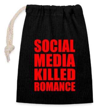 social media killed romance - Verschließbarer Geschenkbeutel aus Baumwolle (14x20cm) - Schwarz - Vorne