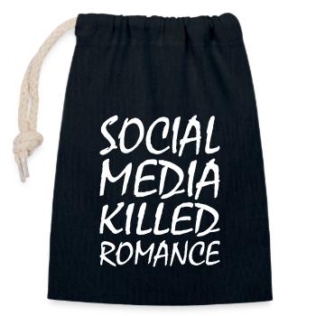 social media killed romance - Verschließbarer Geschenkbeutel aus Baumwolle (14x20cm) - Navy - Vorne