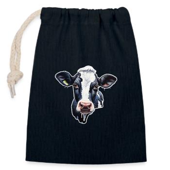 Kuh Holstein-Friesian - Verschließbarer Geschenkbeutel aus Baumwolle (14x20cm) - Navy - Vorne
