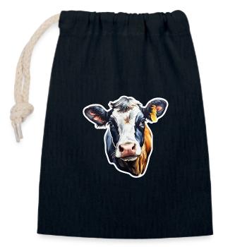 Kuh Milchkuh Holstein - Verschließbarer Geschenkbeutel aus Baumwolle (14x20cm) - Navy - Vorne